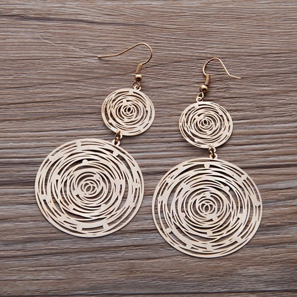 Gold Fashion Large and Small Rose Vortex Wafer Earrings Gorgeous Light Earrings